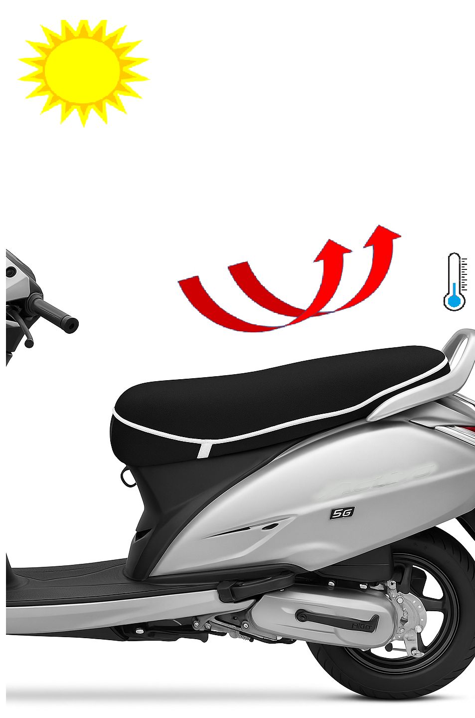 Smart Fabrik Heat Protective Seat Cover for Two Wheelers – Breathable Seat Cushion for Motorcycles & Scooters – Durable, Comfortable & UV Resistant