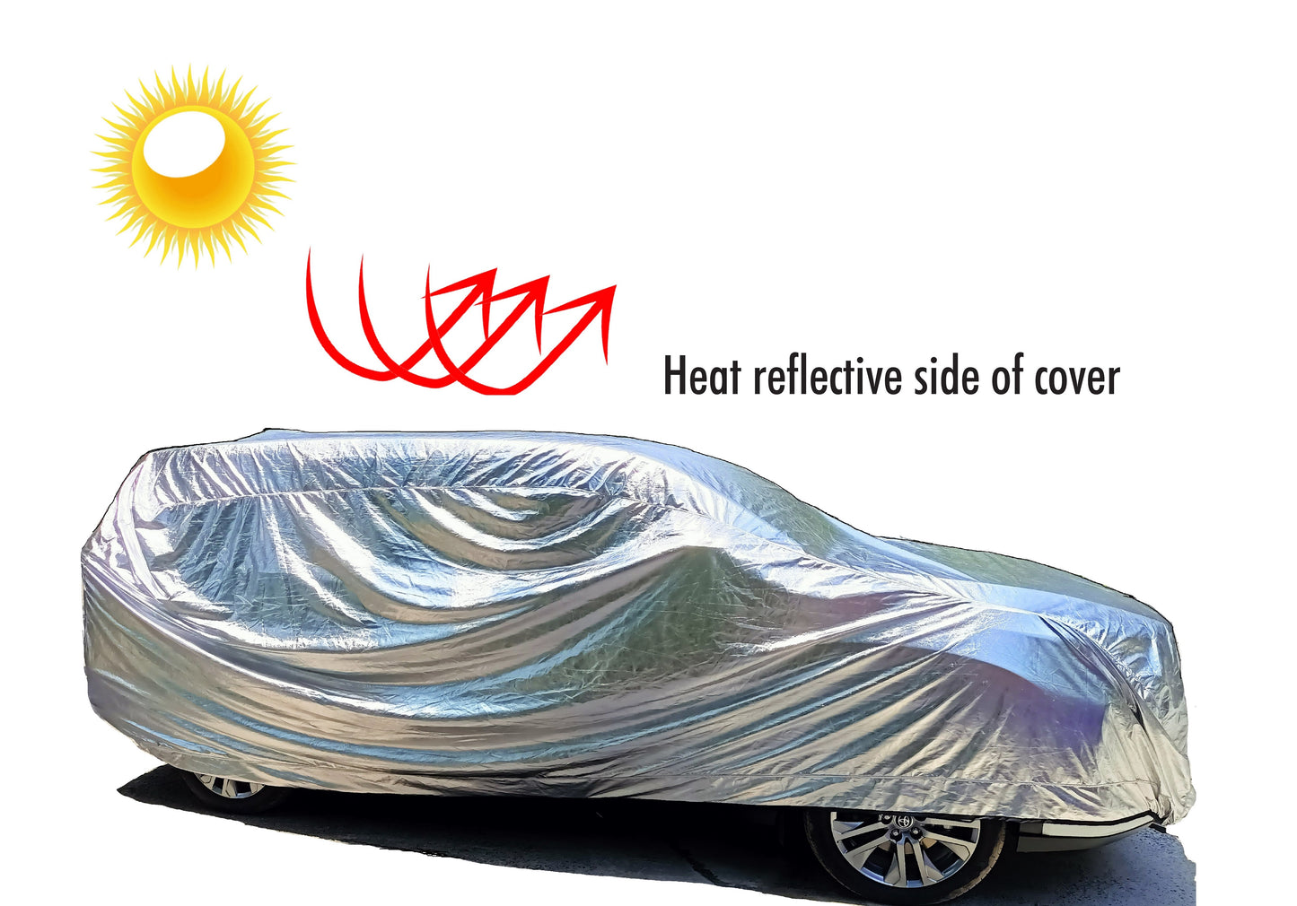 Heat Reflective Car Cover || Full Body Cover-Silver