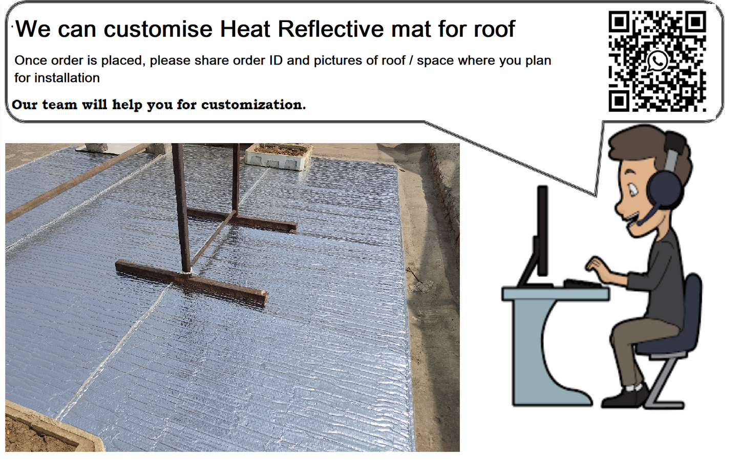 Silver colour Heat Reflective Mat for Terrace/ Roof || Rain, Wind, Dust, Sun Protection (Copy)