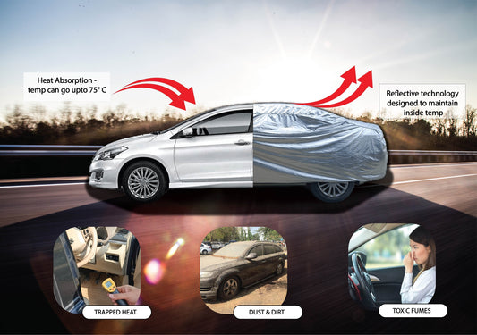 Heat Reflective Car Cover || Full Body Cover-Silver