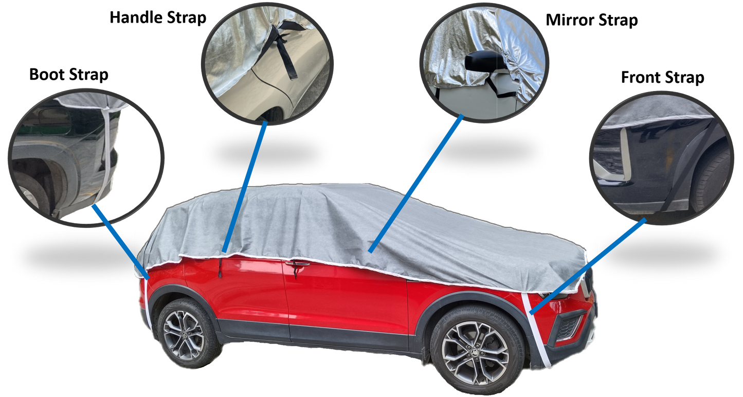 Smart Fabrik || Half Body Cover for Car || UV Protection || Water Proof (Hatch Back Car Grey)