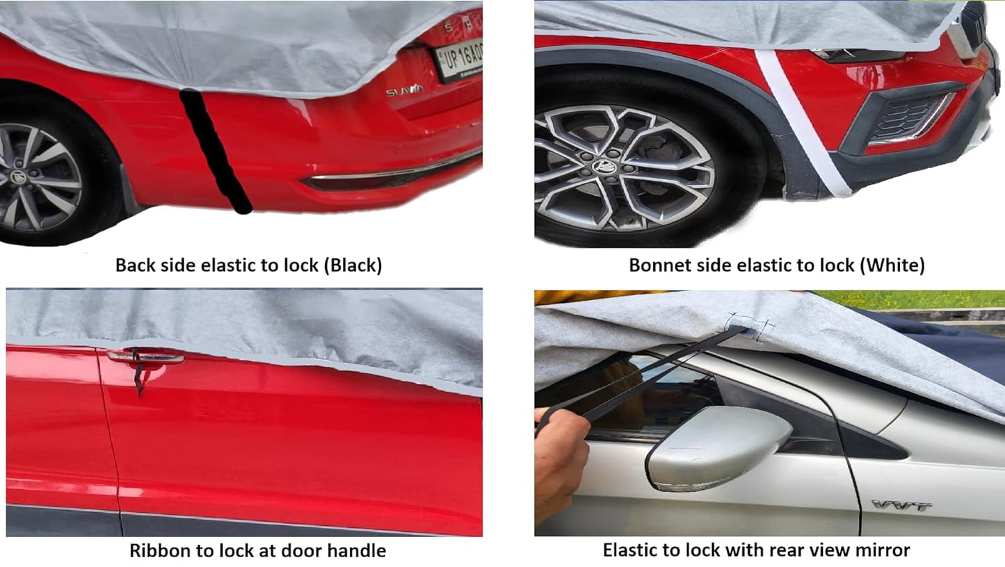 Smart Fabrik || Half Body Cover for Car || UV Protection || Water Proof (Hatch Back Car Grey)