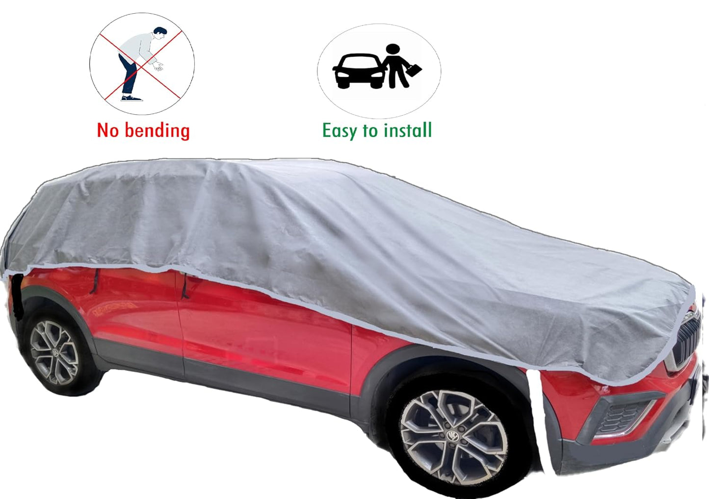 Smart Fabrik || Half Body Cover for Car || UV Protection || Water Proof (Hatch Back Car Grey)