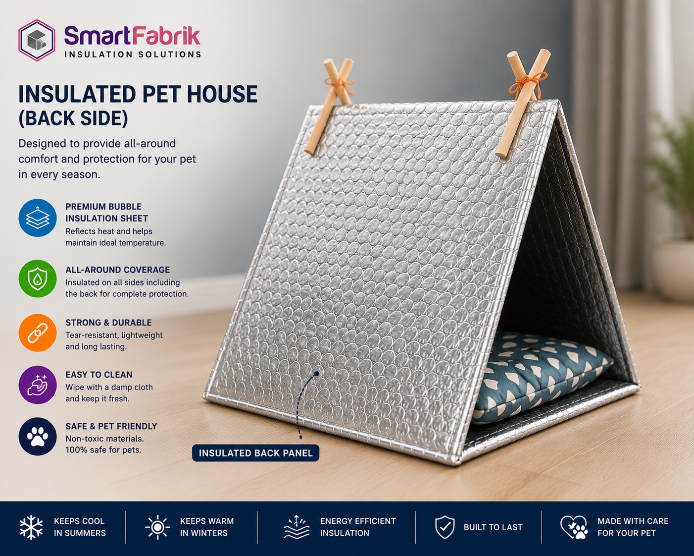 Heat Protective Pet House | Thermal Bubble Insulation Shelter for Cats & Dogs