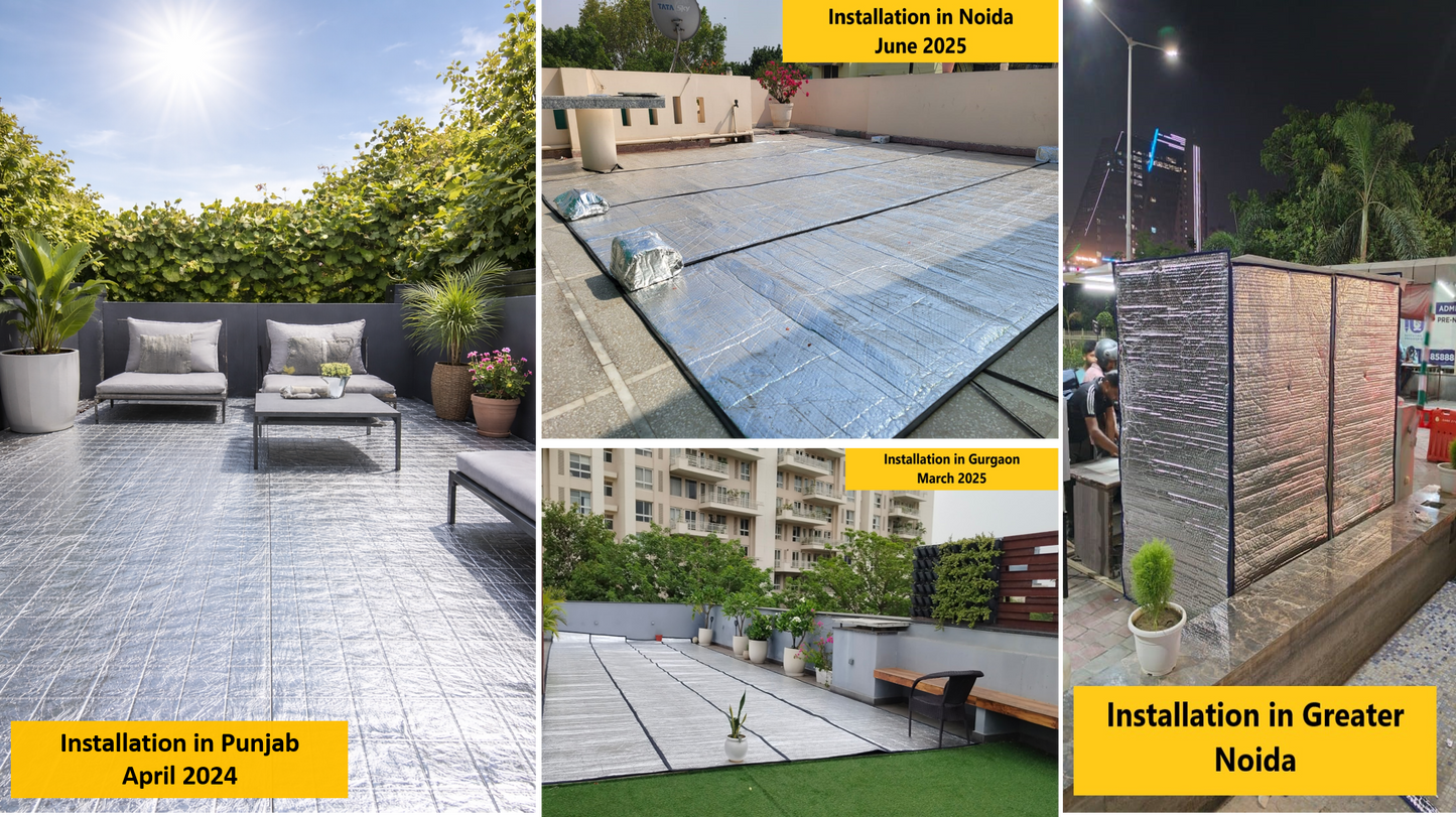 Silver colour Heat Reflective Mat for Terrace/ Roof ||  Rain, Wind, Dust, Sun Protection (Copy)