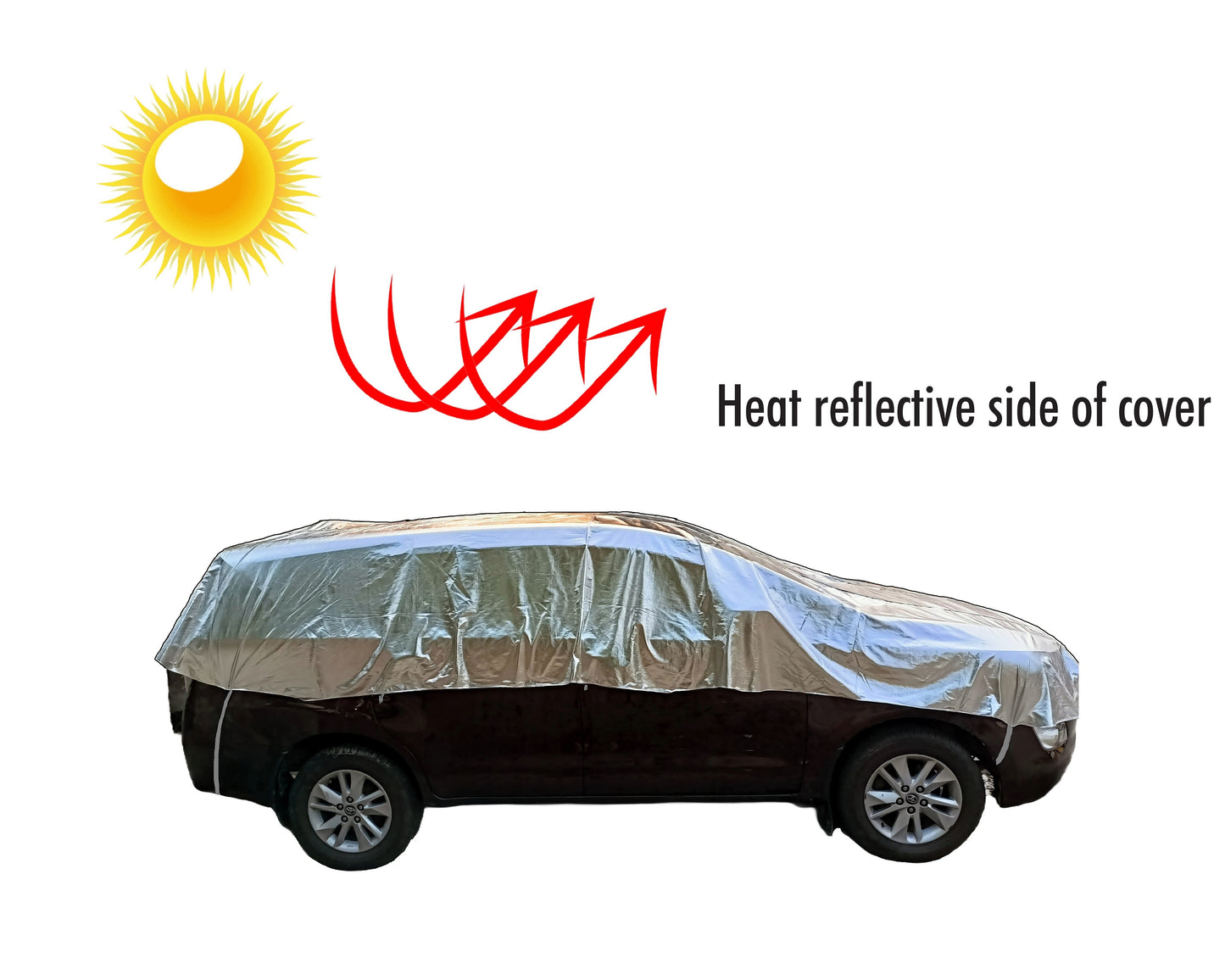 Heat Reflective Car Cover || Half Body-Silver